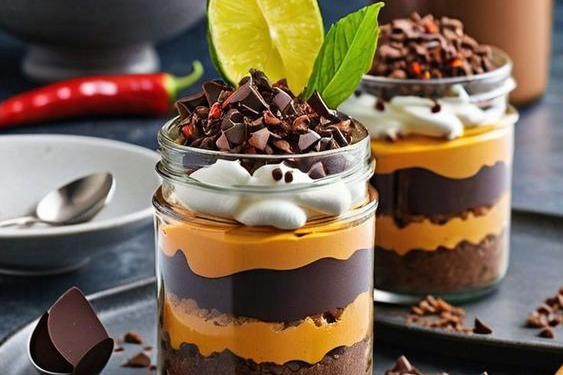 Mousse de ciocolată neagră cu chili