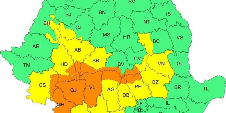Ploi torențiale în Gorj, Vâlcea și Mehedinți