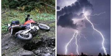 Motociclist în stare gravă după ce a fost lovit de fulger – cât de mare este riscul unui astfel de accident