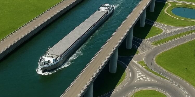 Podul cu apă care „plutește” peste autostrăzi – Sart Canal Bridge