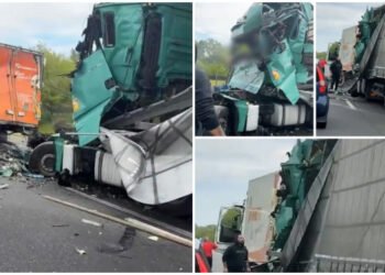 Un TIR înmatriculat în Timiş, implicat într-un accident grav pe autostrada M5