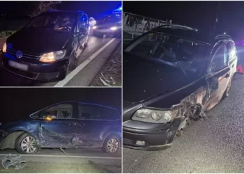 Doi adulți și șase copii, la spital după un impact violent