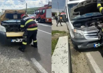 Copil rănit într-o coliziune între o autoutilitară și un microbuz școlar