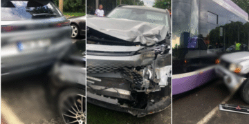 Cinci mașini avariate și o femeie la spital