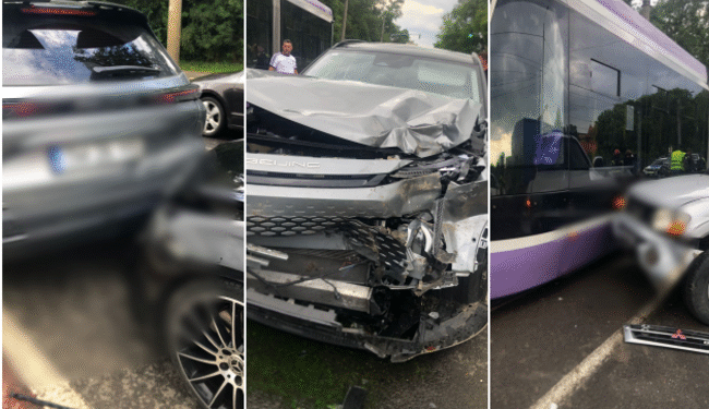 Cinci mașini avariate și o femeie la spital