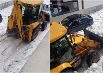 Grindina, adunată cu buldoexcavatorul de pe străzile din Spania