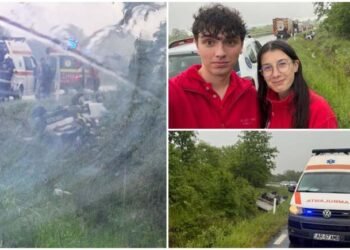 Eroi pe ploaie torențială: Doi voluntari ai Crucii Roșii salvează vieți la un accident teribil