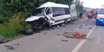 A lovit în plin un microbuz, șoferul a murit
