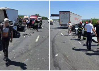 A1: 14 răniți, dintre care trei copii, după o coliziune în lanț