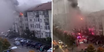 Bloc în flăcări, la Craiova