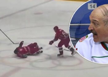 Lukașenko, căzut pe gheață: incident neașteptat într-un meci de hochei