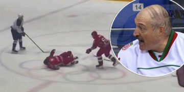 Lukașenko, căzut pe gheață: incident neașteptat într-un meci de hochei