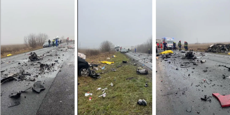 Impact devastator între un microbuz, un tir și o autocisternă. Șase persoane au murit!