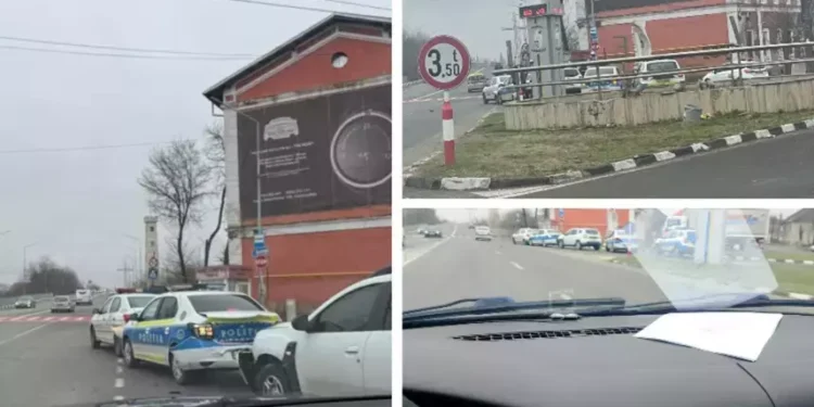 Cum au reuşit 3 maşini de poliţie să se ciocnească între ele