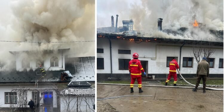 🔥 FLĂCĂRI LA MĂNĂSTIRE! Chilii cuprinse de foc la Strâmba Jiu – intervenție de amploare a pompierilor din Gorj