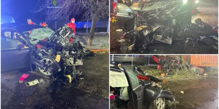 O mașină intrată pe contrasens s-a făcut zob