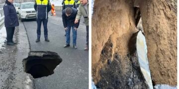 Gaură uriașă în și sub asfalt. Circulație oprită!