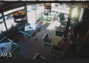 Geamurile unei pizzerii au fost făcute țăndări