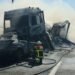 Mașină și TIR, transformate într-o minge de foc. Șoferul autoturismului a ars de viu