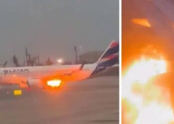 Un avion a luat foc pe pistă, chiar înainte de decolare