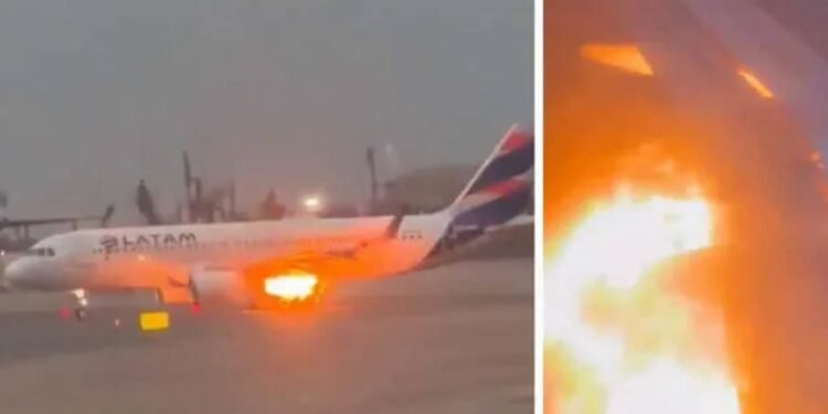 Un avion a luat foc pe pistă, chiar înainte de decolare